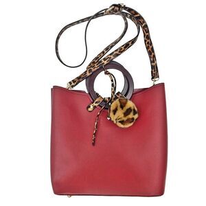 NWOT red Leopard print tote bag.